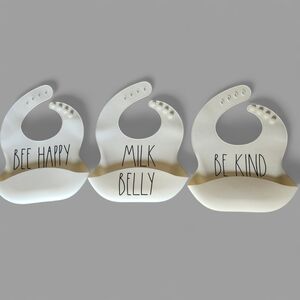 Rae Dunn Baby By Magenta Silicone Bib Set -  Cream-washable